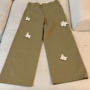 Brain Dead Dickies Tan Pants with embroidered sheep size 6